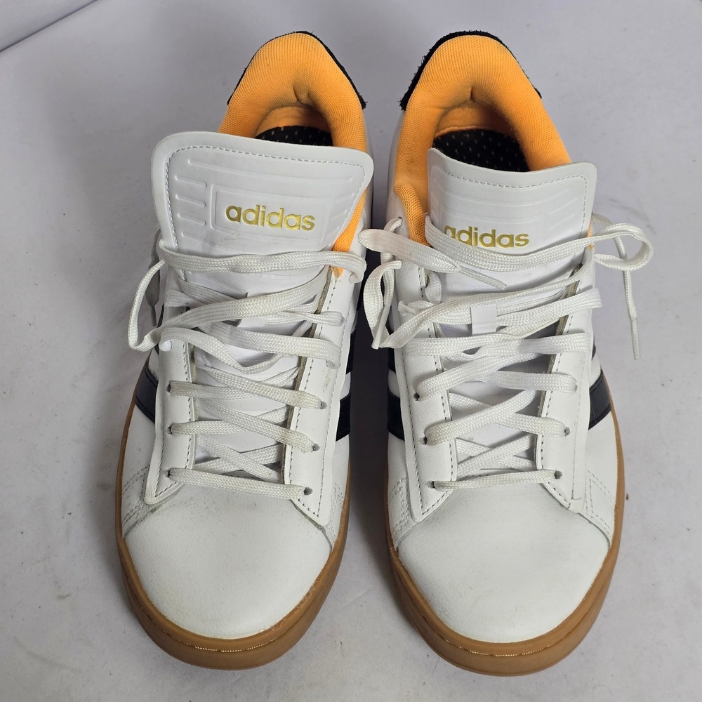 adidas White Black Gum-sole Sneakers with Yellow Lining